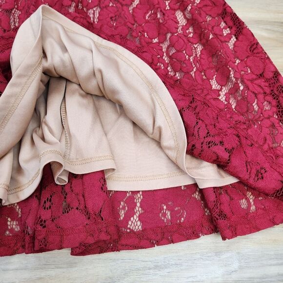 🩵NWT Miss May Cranberry Lace Nude Illusion Dress Medium - Picture 9 of 12
